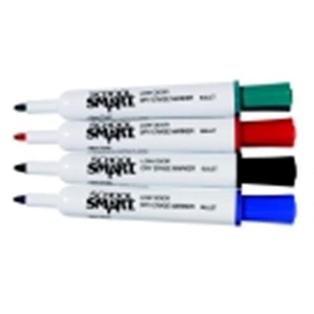 SCHOOL SMART School Smart Low Odor Non-Toxic Dry Erase Marker; Bullet Tip; Assorted Colors; Pack - 4 1402628